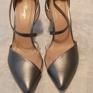 Coutgo New Silver Pointed Toe Clear Strappy Patent High Heel Dress Pumps Size 10